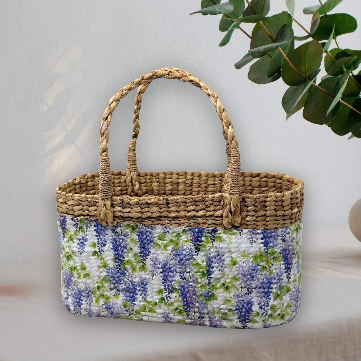 Water Hyacinth Gift Hamper Basket - Floral Elegance (13" x5" x 7') - Solearthstore